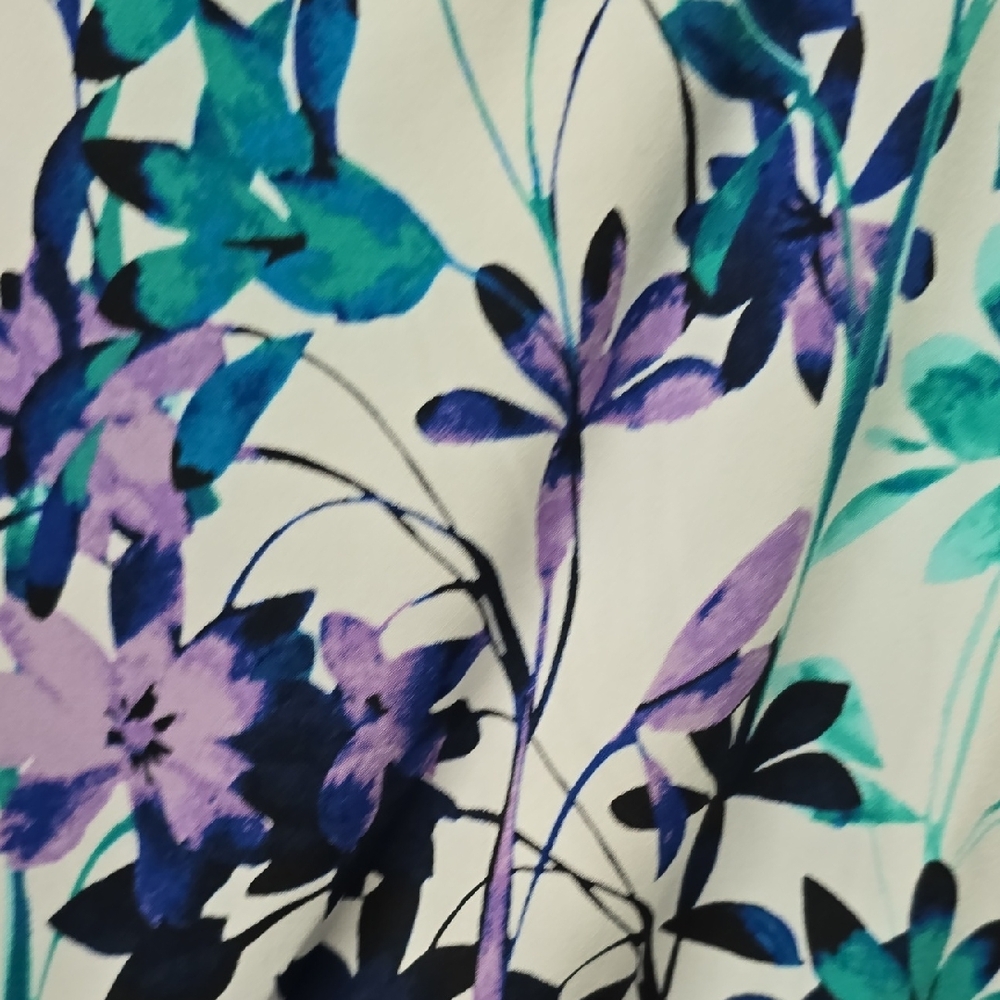 CHAPS Elegant Floral Twist Midi Dress - Teal and Purple - Size 14 - Picture 4 of 8